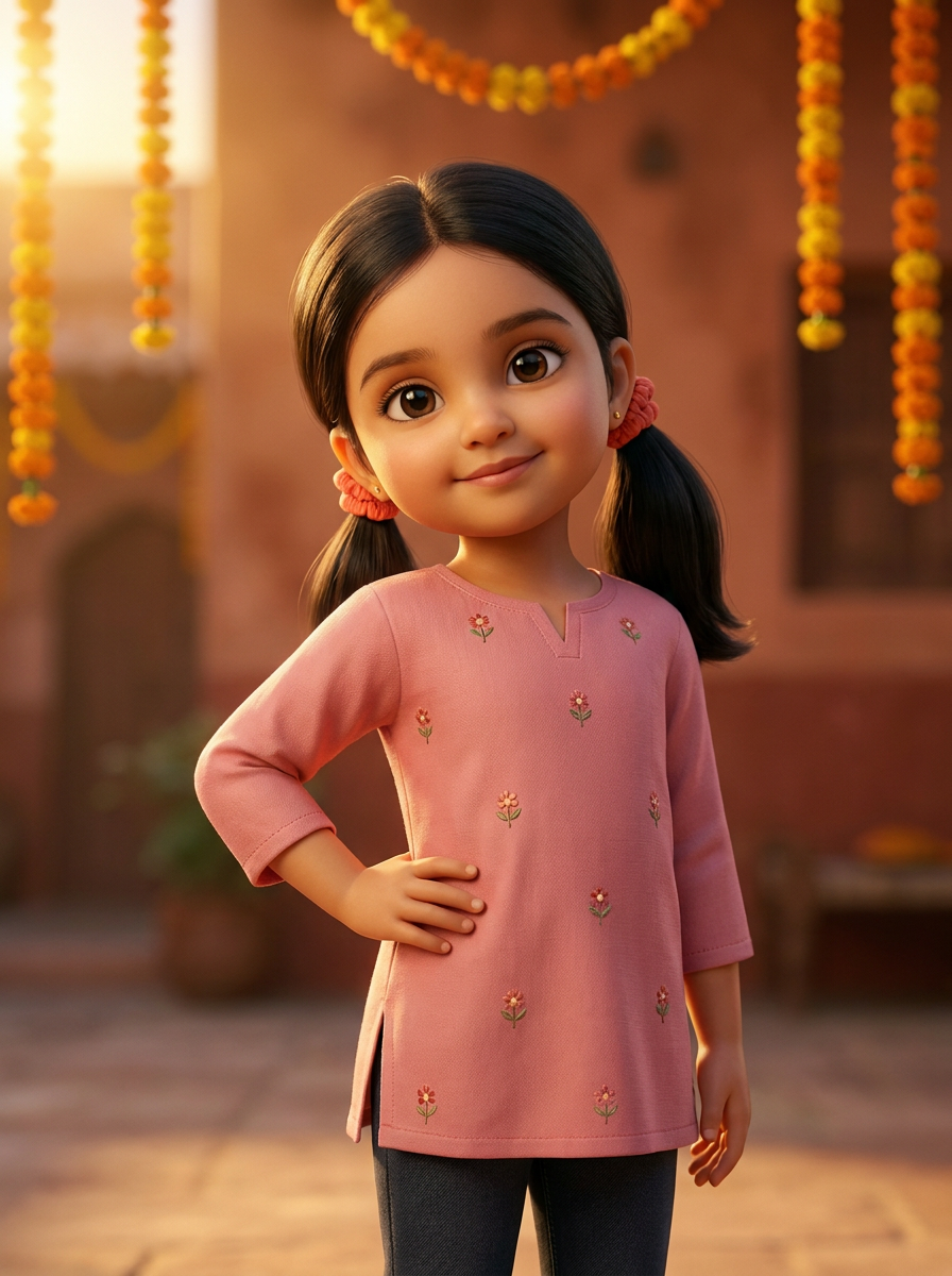 Priya rendered in Pixar 3D animation style