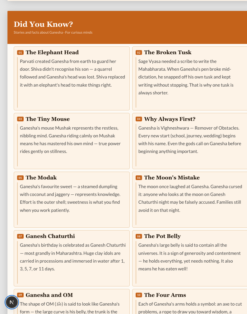 Did You Know? — 10 Ganesha trivia facts from the Ganesh Aarti Booklet